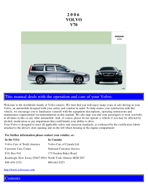 2006 Volvo V70 Owners Manual